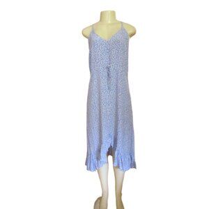 Rails Frida Midi High-Low Ruffle Sky Blue Daisies Dress L